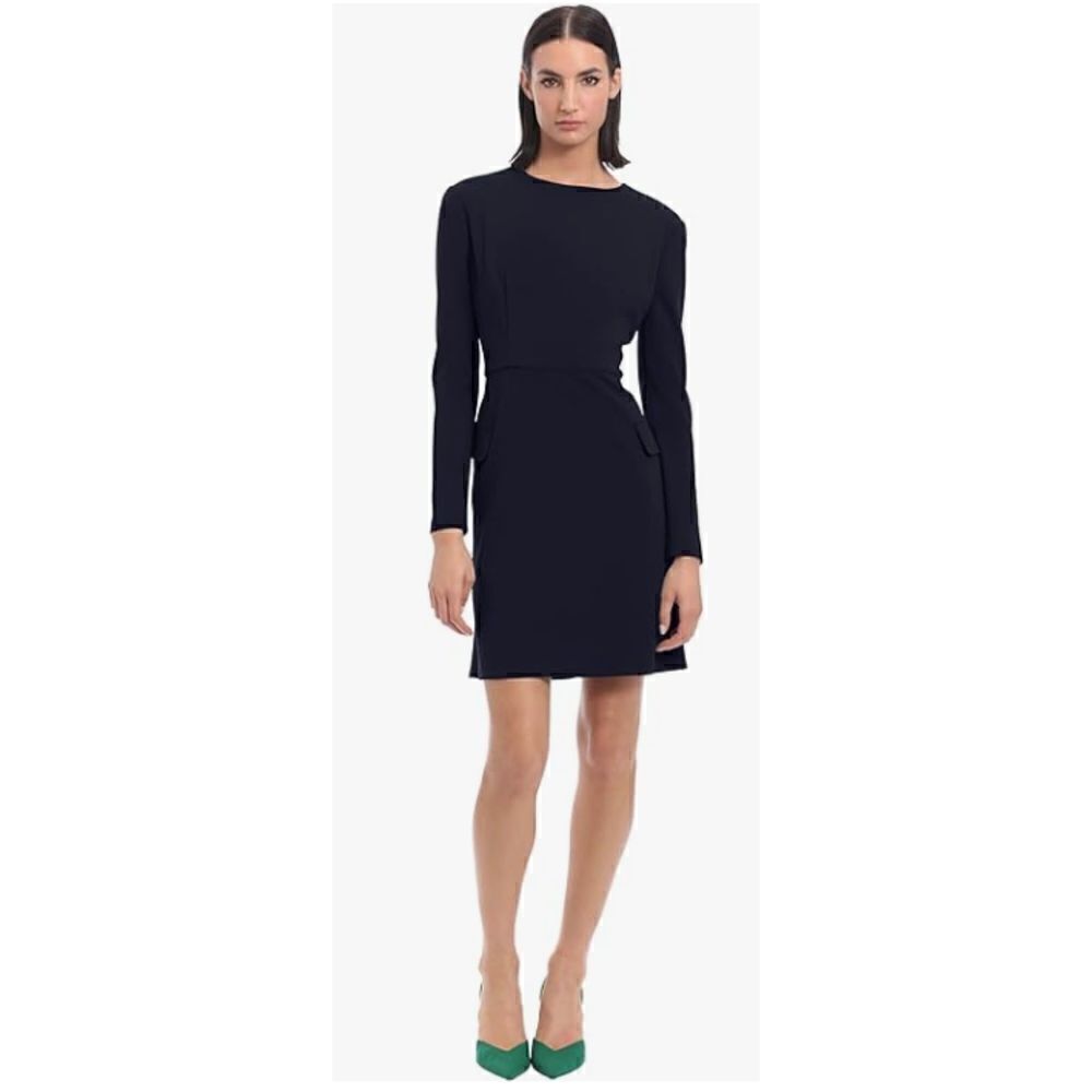 Donna Morgan Womens 4 Long Sleeve Sheath Dress with Flap Pockets
